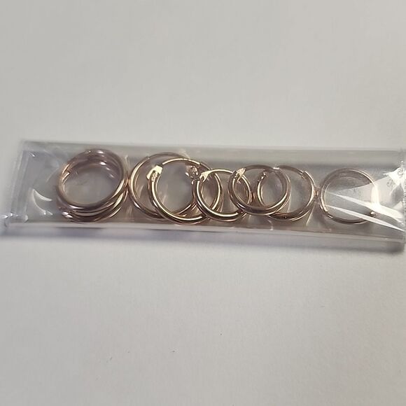 Rose Gold Tiny Hoop Earrings Set 4 Pair - Picture 1 of 3